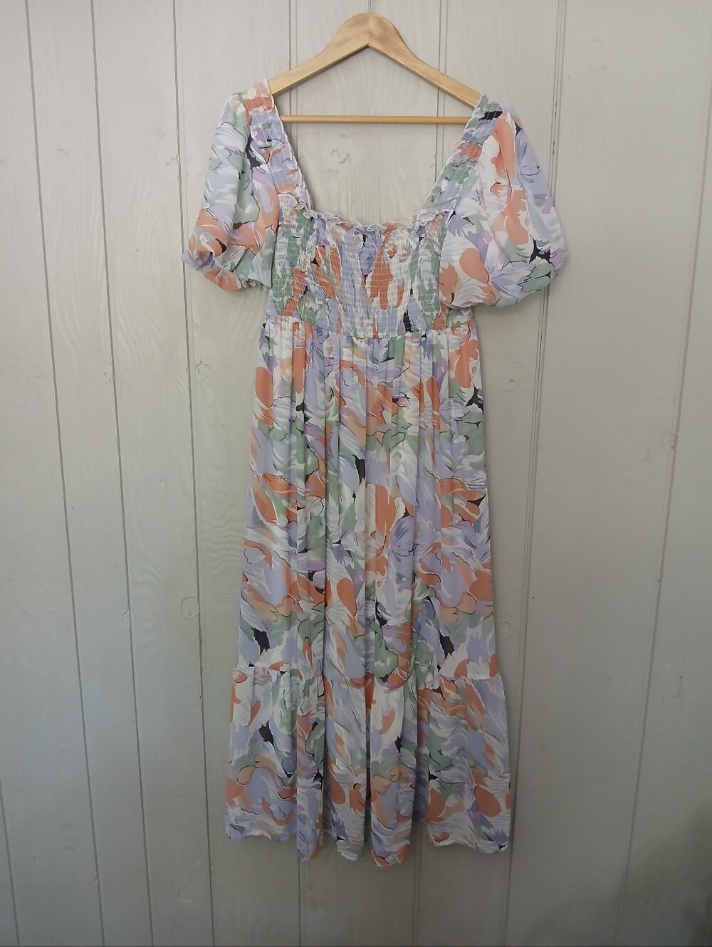 Entro Pastel Floral Maxi Dress Mint, Peach & Lavender Size Medium